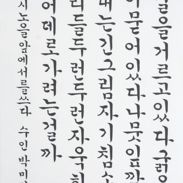 박미란 「신경림의 시 ＜노을 앞에서〉」 70×135cm