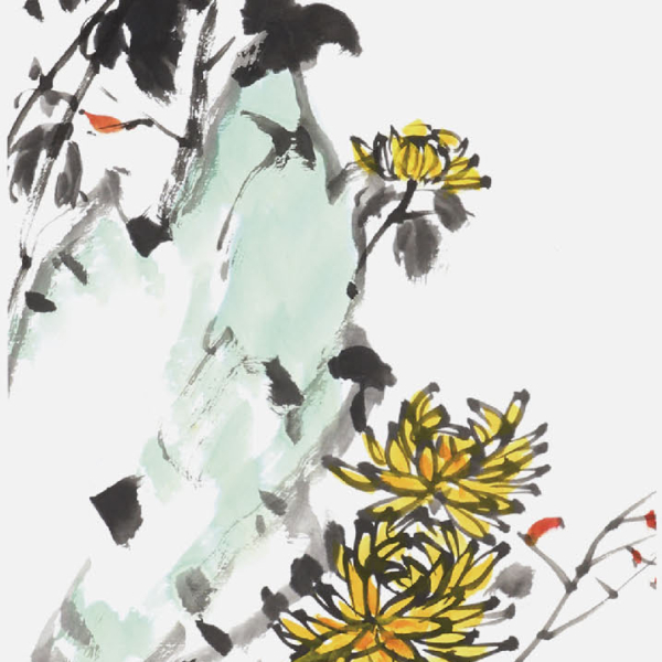인연환 〈菊花〉 35×135cm